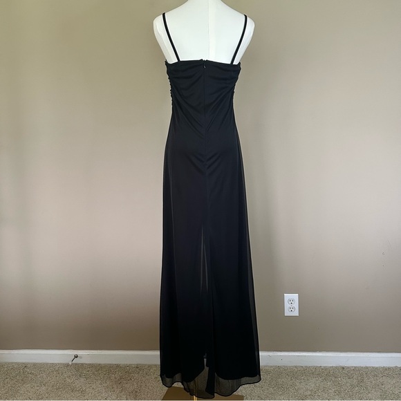 Classic Black Wide Leg Jumpsuit Women 6 Sheer Overlay Semi Formal Vintage Cockta - Picture 5 of 9